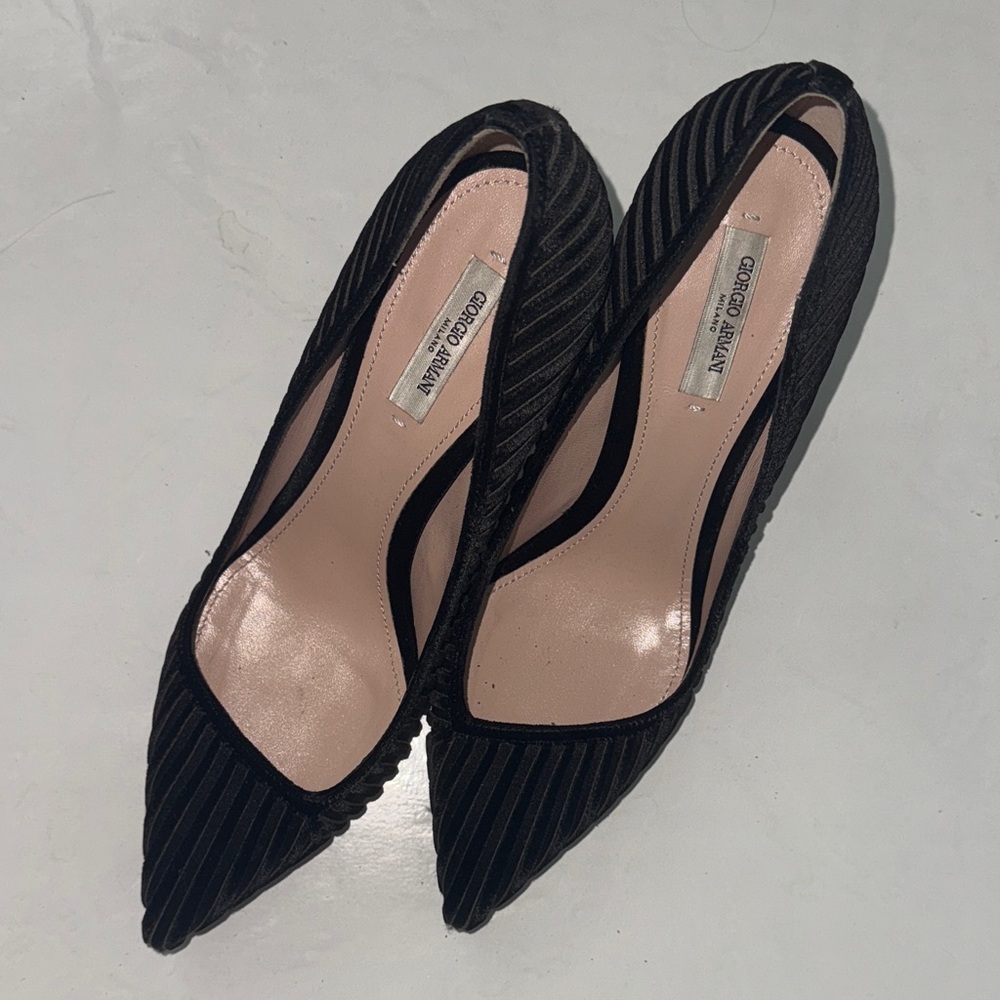 Giorgio Armani Black Textured Heels